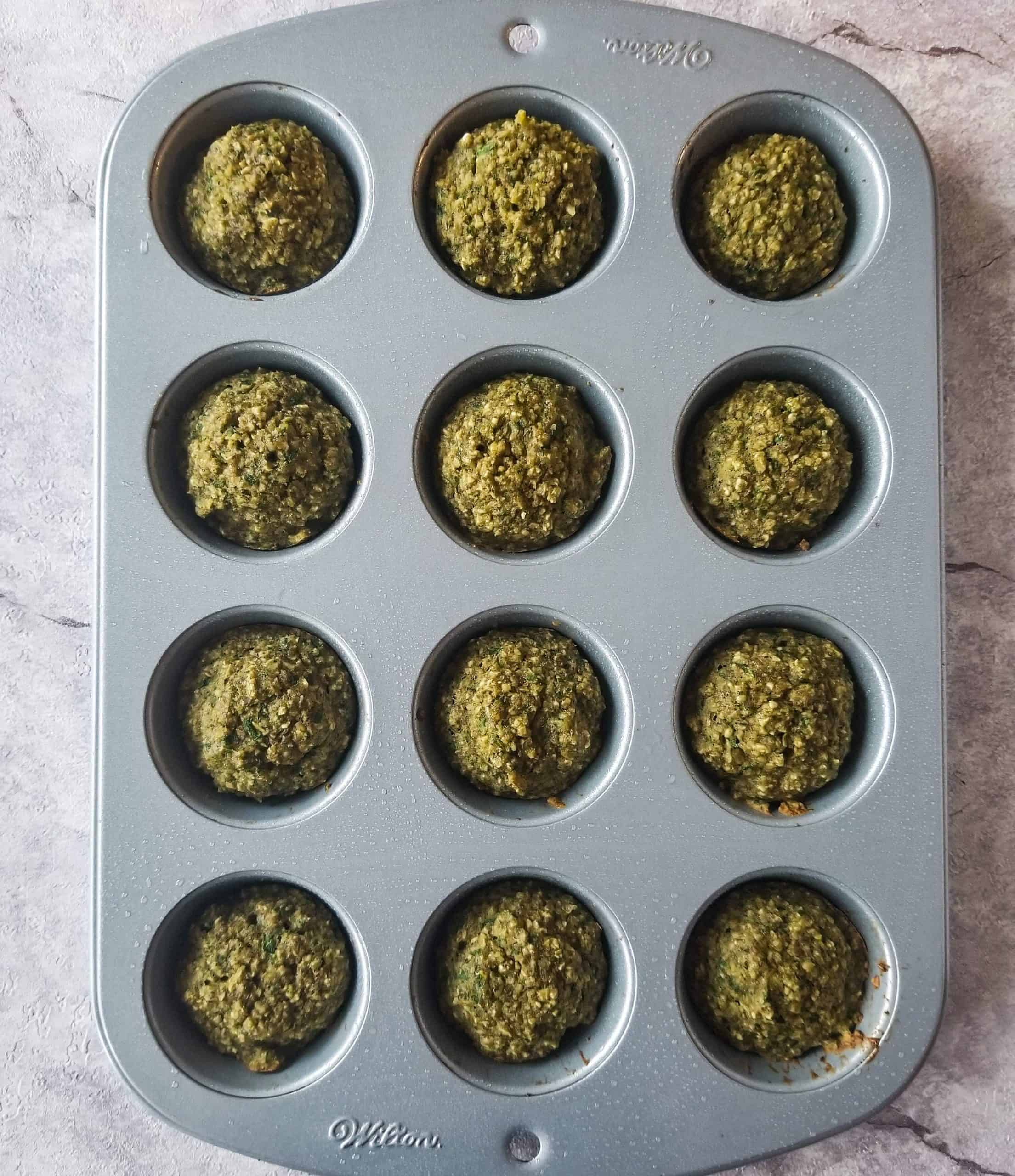 Gluten Free Mini Banana Spinach Muffins