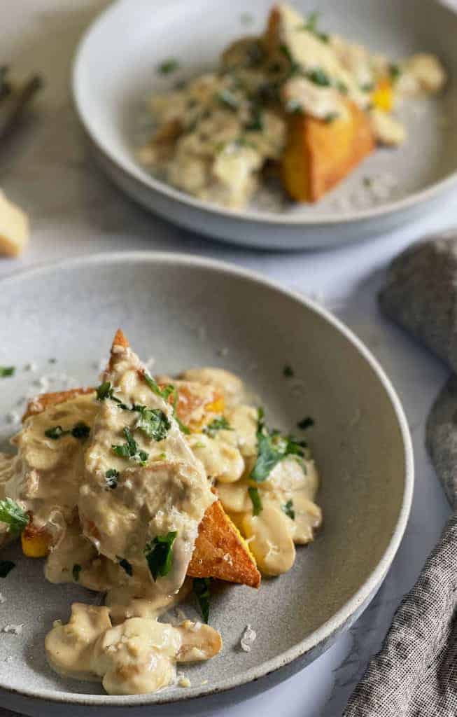 Image for Fried Polenta with Creamy Mushroom Sauce